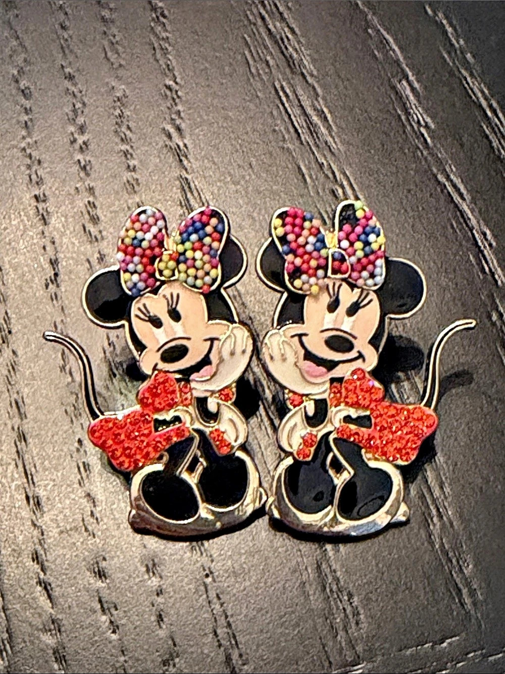 Disney Minnie Mouse Crystal Earrings Baublebar in Black & Red Like New